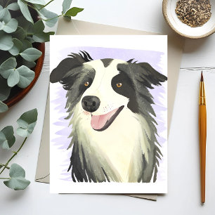 Border Collie Vacker Hund Husdjur Akvarell Vykort