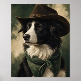 Border Collie Väggkonst — Trail Boss Cowboy Porträ
