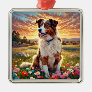 Border Collie Vallhund Julgransprydnad Metall
