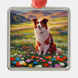 Border Collie Vallhund Julgransprydnad Metall