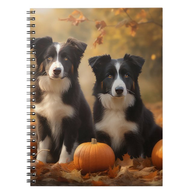 Border Collie Valp Höstglädje Pumpa Anteckningsbok (Framsidan)
