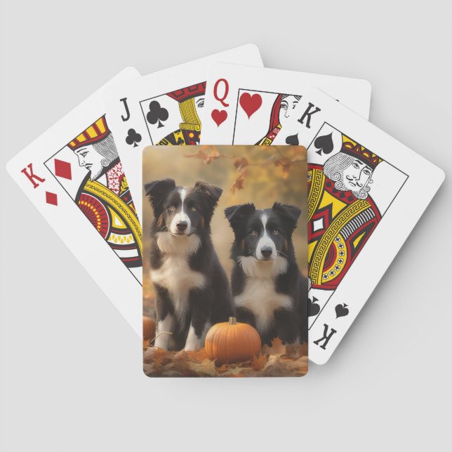 Border Collie Valp Höstglädje Pumpa Casinokort (Baksidan)