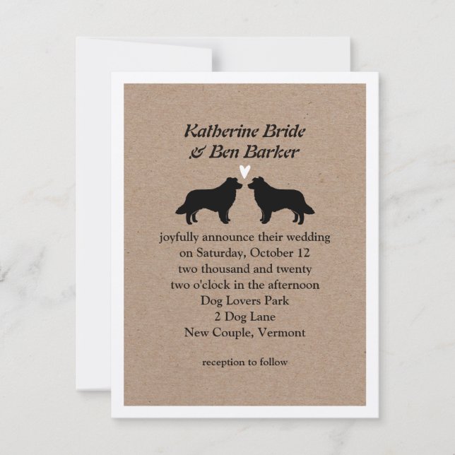 Border Collies Bröllopsinbjudan Inbjudningar (Framsida)