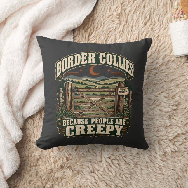 Border Collies För att människor är läskiga hundäl Kudde (Filt)