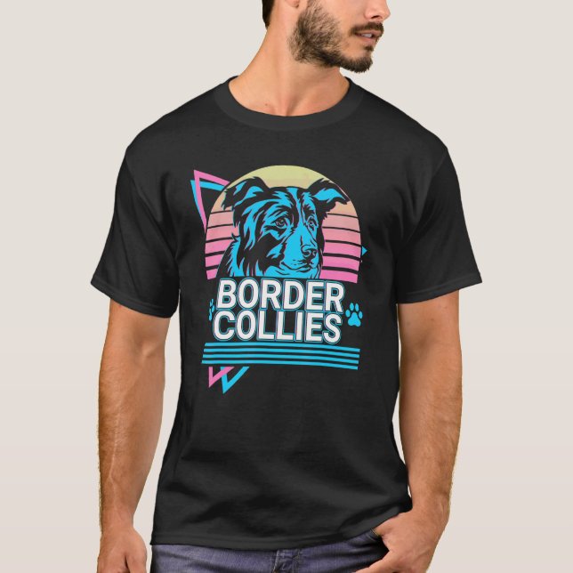 Border Collies Retro T Shirt (Framsida)