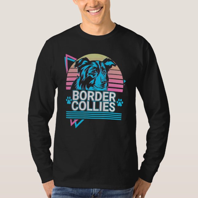 Border Collies Retro T Shirt (Framsida)
