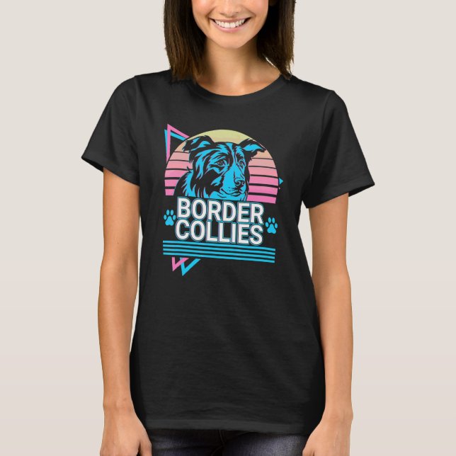 Border Collies Retro T Shirt (Framsida)