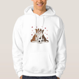 Border Collies with soccer ball for Valentine's Da Hoodie
