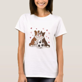 Border Collies with soccer ball for Valentine's Da T Shirt