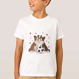 Border Collies with soccer ball for Valentine's Da T Shirt