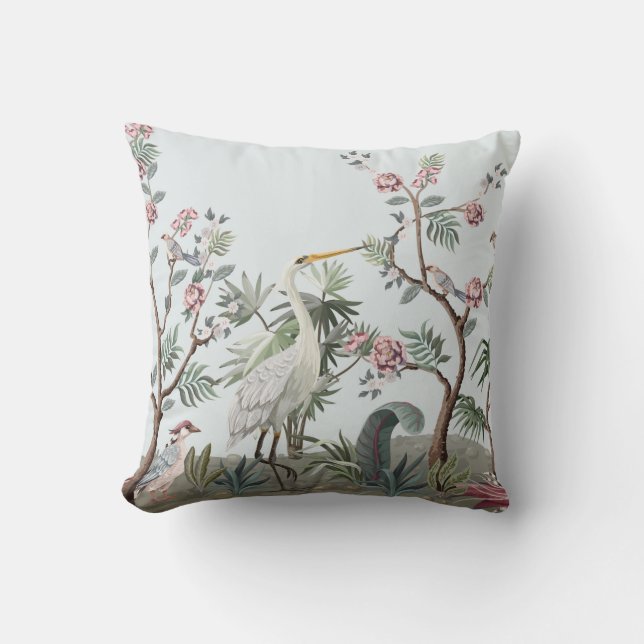 Border in chinoiserie style with storks and peonie kudde (Framsida)