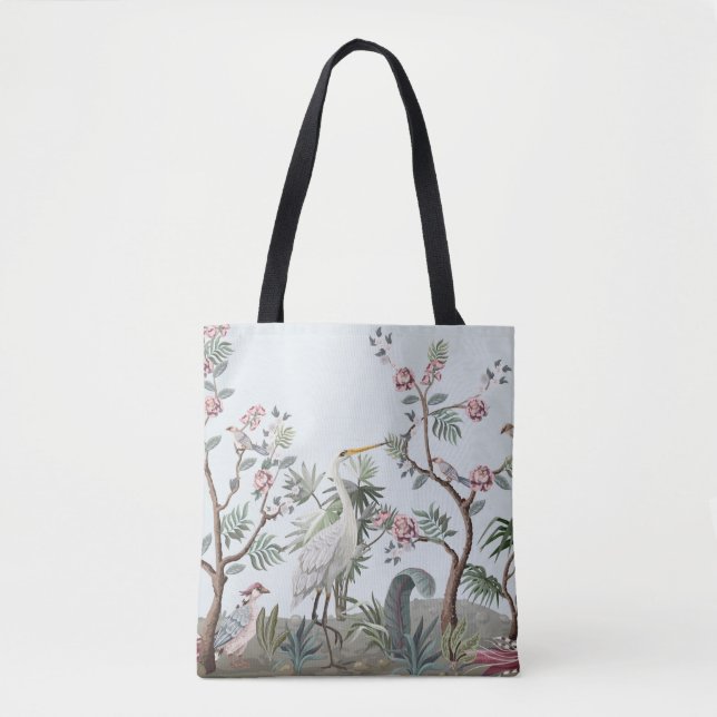 Border in chinoiserie style with storks and peonie tygkasse (Framsida)