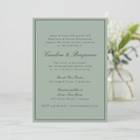 Border Script Elegant Bröllop Olivgrå RSVP