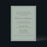 Border Script Elegant Wedding Olive Gray RSVP Inbjudningar<br><div class="desc">This wedding invitation features a dusty sage green background,  soft black refined serif lettering,  and a clean border.</div>