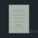 Border Script Elegant Wedding Olive Gray RSVP Inbjudningar<br><div class="desc">This wedding invitation features a dusty sage green background,  soft black refined serif lettering,  and a clean border.</div>