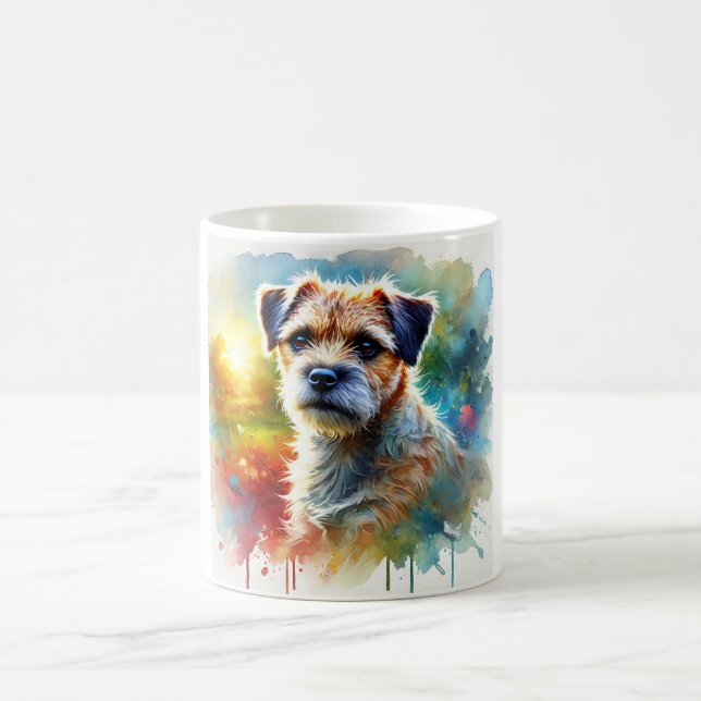 Border Terrier 030724AREF116 - Watercolor Kaffemugg (Center)
