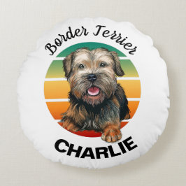 Border Terrier Anpassad Rund Kudd Kudde