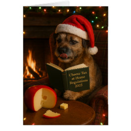 Border Terrier 'Cheese Tax' Christmas card Hälsningskort