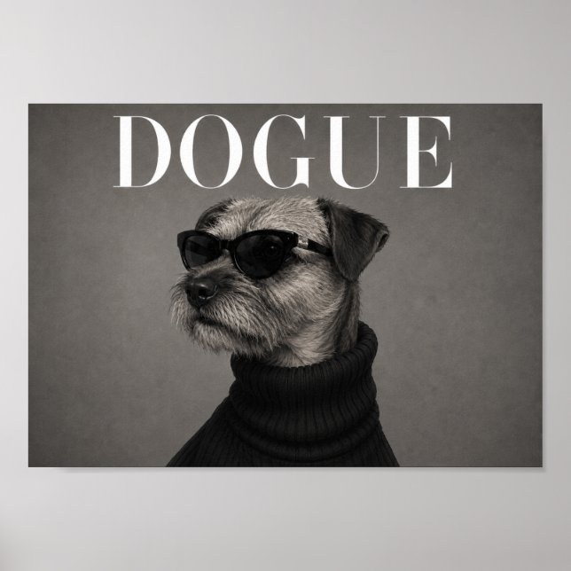 Border Terrier Chic Mode Hund Konsttryck Poster (Framsidan)
