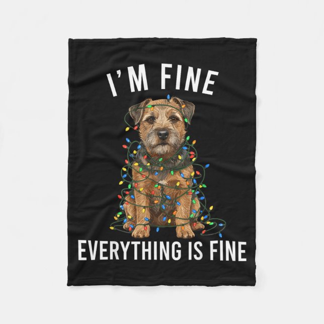 Border Terrier Christmas I'm Fine Everything Is Fi Fleecefilt (Framsidan)