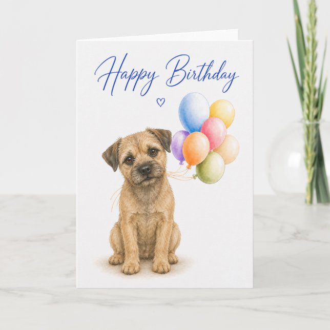 Border Terrier Födelsedag Kort (Framsida)