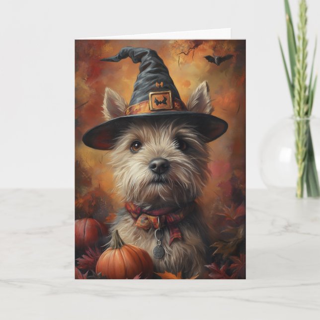 Border Terrier Halloween Helgkort (Framsida)