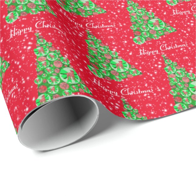 Border Terrier Hund Julgran Holiday Bow Röd Presentpapper (Rullad Hörn)