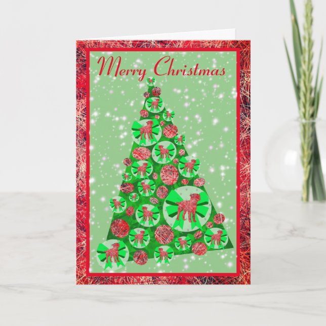 Border Terrier Hundras Silhuett God Jul Kort (Framsida)