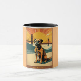 border terrier, mid century modern, Golden Gate Br Mugg