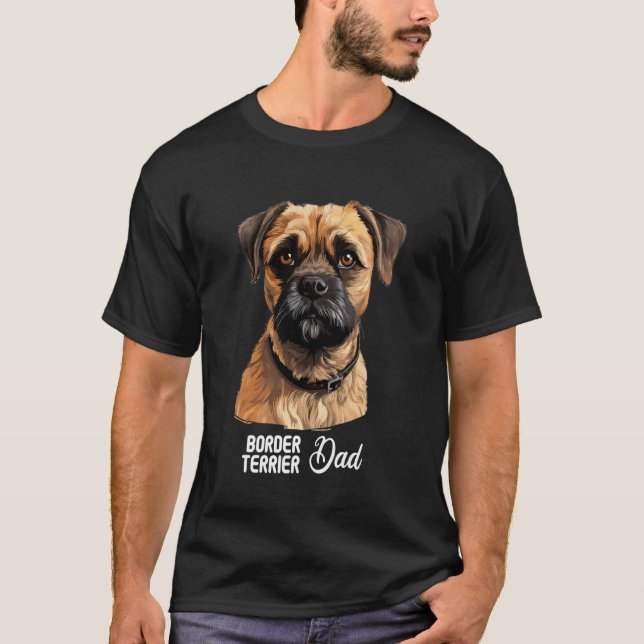 Border Terrier Pappa Hund Border Terrier T Shirt (Framsida)