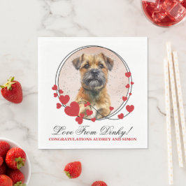 Border Terrier Rött Hjärta Ram Hund Foto Pappersservett