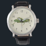 Borderad utskrift av Grönt Grashopper Armbandsur<br><div class="desc">Den här limmade utskriften har en grönt grasopper på en krämbakgrund. Ett Vision Studio-original,  det här skulle ge en underbar gåva till insekten eller naturen älskare i ditt liv!</div>
