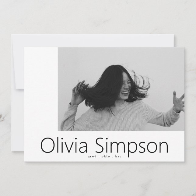 Borderade Modern Simple White Photo Black Onyx Gra Meddelande (Framsida)