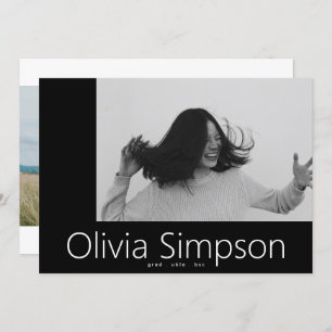 Borderade Modern Simple White Photo White Onyx Gra Meddelande