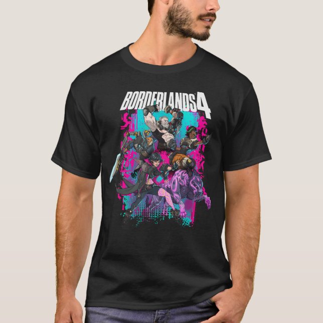Borderlands 4 Färgglada Hjältar Collage Graffiti T Shirt (Framsida)