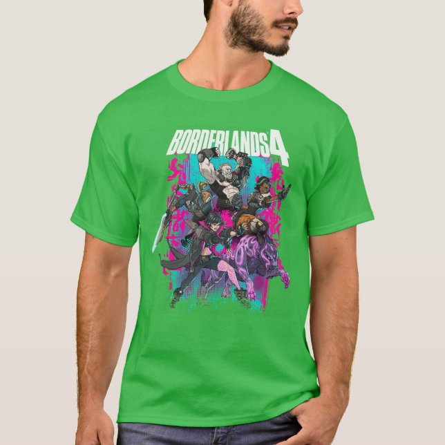 Borderlands 4 Färgglada Hjältar Collage Graffiti V T Shirt (Framsida)