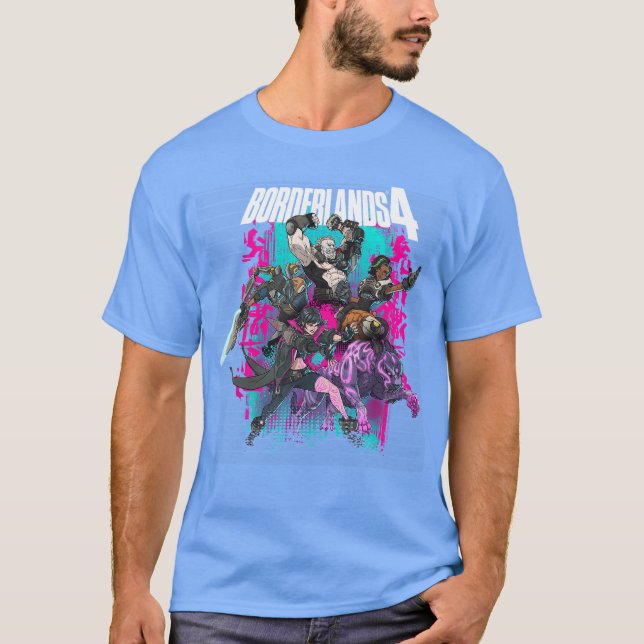 Borderlands 4 Färgglada Hjältar Collage Graffiti V T Shirt (Framsida)