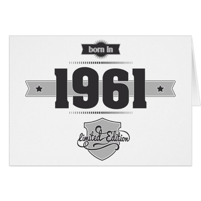 Bördig 1961 (Dark&Lightgrey) Hälsningskort (Framsidan Horizontal)