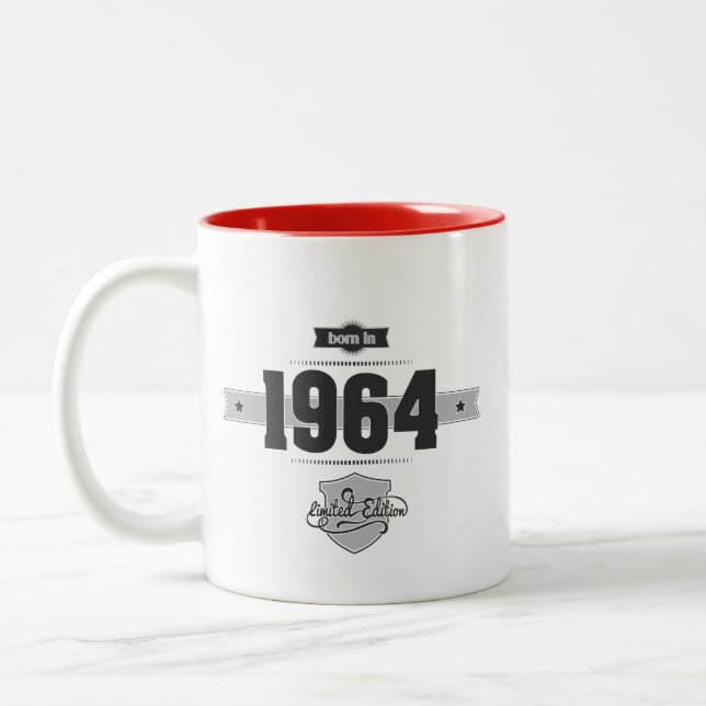 Bördig 1964 (Dark&Lightgrey) Två-Tonad Mugg (Vänster)