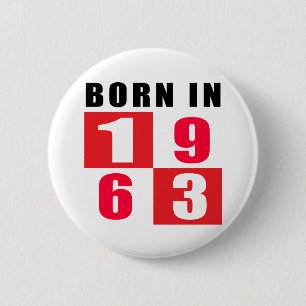 Bördiga 1963 födelsedagdesigner knapp