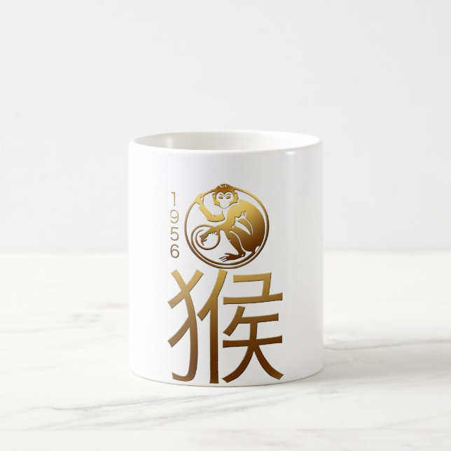 Bördigt apaår 1956 - kinesisk astrologi kaffemugg (Center)