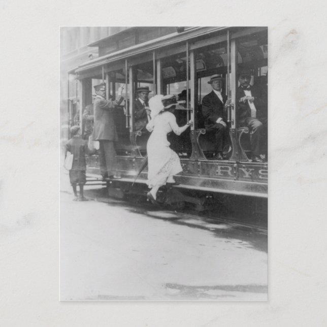 Bordning en NYC Streetcar Vykort (Framsida)