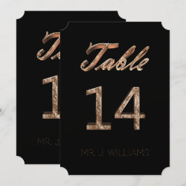 Bordnummer 14 Svart Guld Elegant Escortkort Inbjudningar
