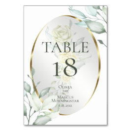 BORDNUMMER | Akvarell Elfenbensvita Rosor i Blekna Bordsnummer