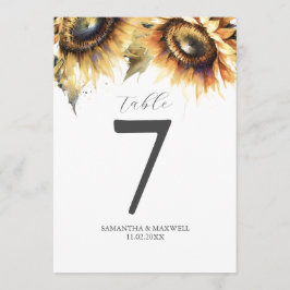 Bordnummer Akvarell Solrosor Inbjudningar