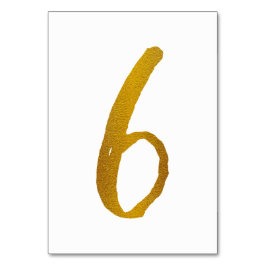 Bordnummer - avslappnad borstskrift typografi - 6 bordsnummer