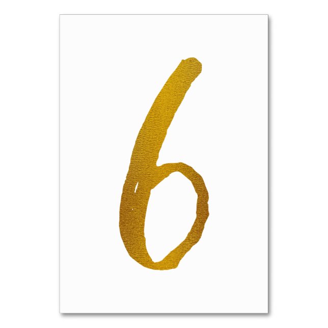 Bordnummer - avslappnad borstskrift typografi - 6 bordsnummer (Framsidan)