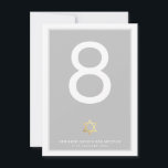 BORDNUMMER Bar Mitzvah davidstjärna grå Inbjudningar<br><div class="desc">OBS - DEN GLANSIGA GULDFOLIE-EFFEKTEN ÄR EN UTRYCKT BILD</div>