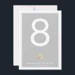 BORDNUMMER Bar Mitzvah davidstjärna grå Inbjudningar<br><div class="desc">OBS - DEN GLANSIGA GULDFOLIE-EFFEKTEN ÄR EN UTRYCKT BILD</div>