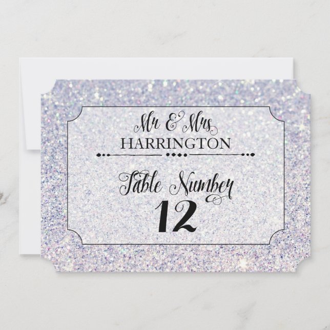 Bordnummer Blå Glitter Mr. & Mrs. Modern Fab Inbjudningar (Framsida)